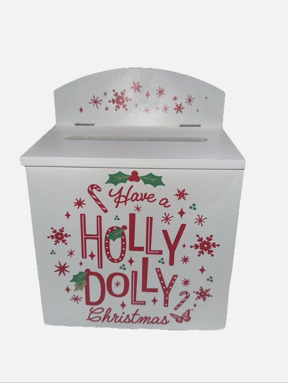 New Dolly Parton “Have a Holly Dolly Christmas” Wooden Mailbox Décor.